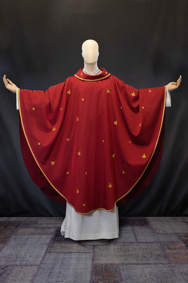 Red renaissance chasuble with bees